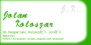 jolan koloszar business card